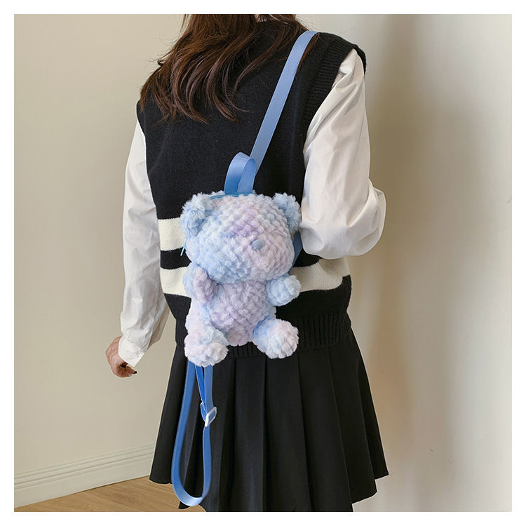 New Exquisite Furry Girl Shoulder Messenger Bag Internet Celebrity Same Cute Plush Bear Girls Backpack display picture 8