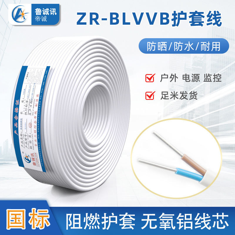 National standard double-core double-strand two-core aluminum core wire hard wire aluminum wire two-core 2.5/4/6 square power cord sheath wire