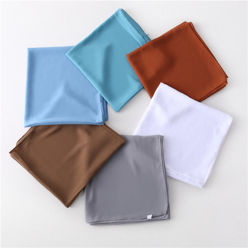 Cross-border solid color pearl chiffon Malay square scarf 110*110 one piece drop shipping bag turban large square scarf hijab