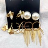 Fashion gold hoop earrings ladies pearl punk earrngs set