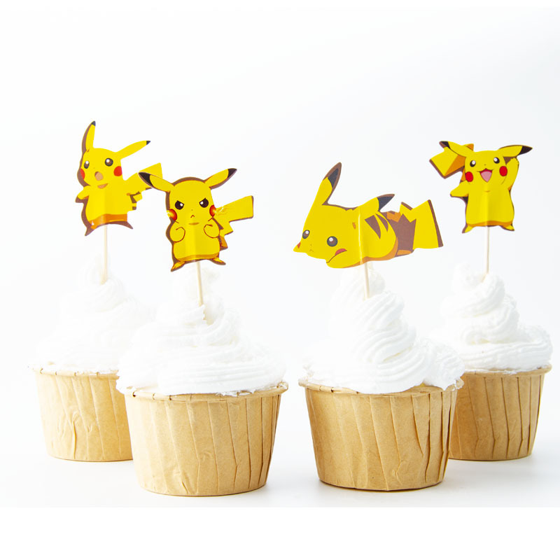 Tarjeta de palillo de dientes de papel grueso de doble cara-insertando Tarjeta de pastel de cumpleaños Decoración de Pastel de papel-insertando plug-in 24 piezas