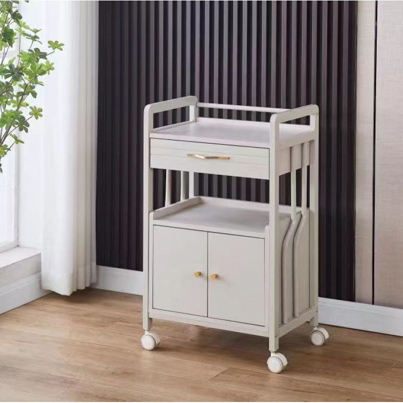 Salón de belleza carro especial gestión de la piel móvil de mano empuje estante de almacenamiento de plástico cuidado instrumento mano herramienta de empuje Coche