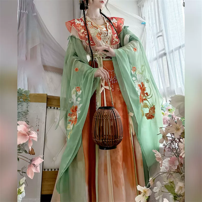 Zui Shige [Xing Yunmeng Ying] Оригинальный ханфу, южно-северный стиль, широкие рукава кисточкой, поясная юбка, комплект из семи предметов, изящный, феерический, моделирующий фигуру