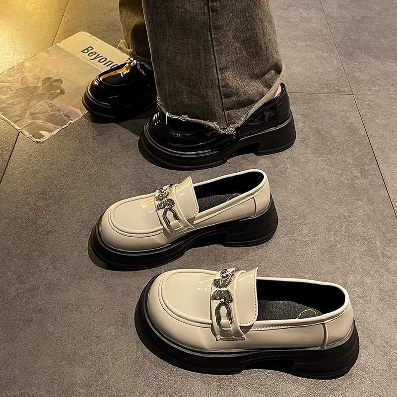 Летняя обувь в английском стиле для кожаной обуви, универсальные loafer платформа, подходит к юбке, обувь, британский стиль