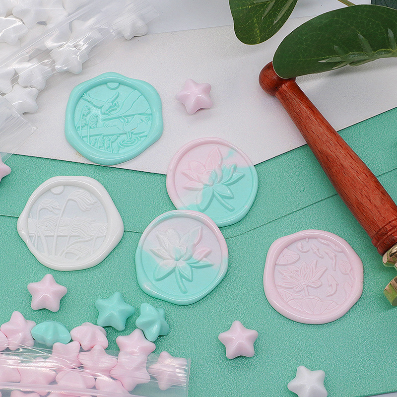 Color europeo estrella cera grano fuego pintura sello cera grano estrella de cinco puntas color mezclado alrededor de 125 tabletas 55g130 color fábrica al por mayor