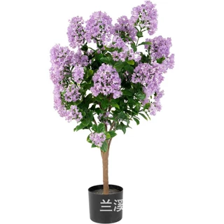 XT仿真树紫色花植物人造塑料盆栽树室内装饰跨境热卖紫薇花假树