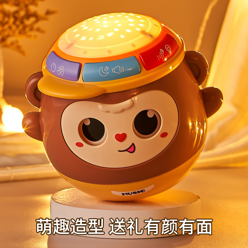 Roly-poly doll, drum, universal lightweight music bulb, toy with projector, monkey, early education
