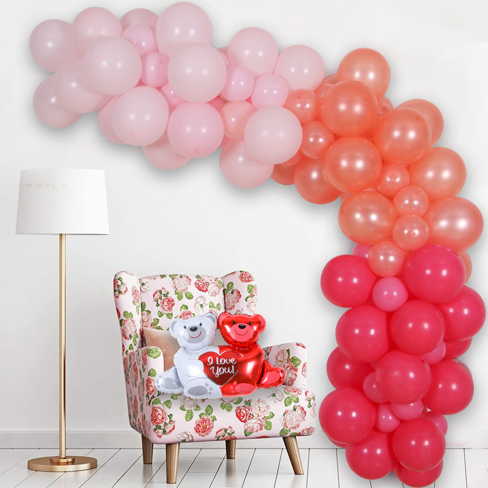 Día de San Valentín globo cadena traje Día de San Valentín boda fiesta abrazo oso decorativo confesión globo