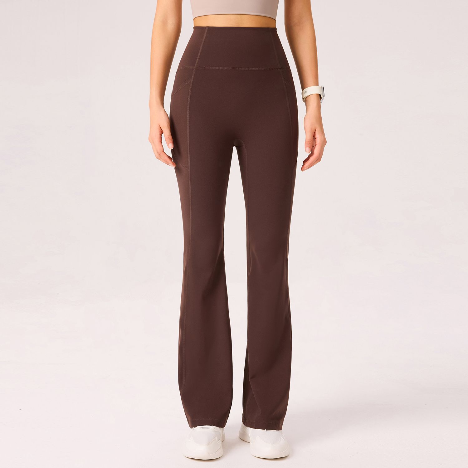 Pantalones de yoga desnudos para mujeres Nylon 66 Leica micro ajustado cintura alta elevación de cadera ropa deportiva elástica con etiqueta de suspensión