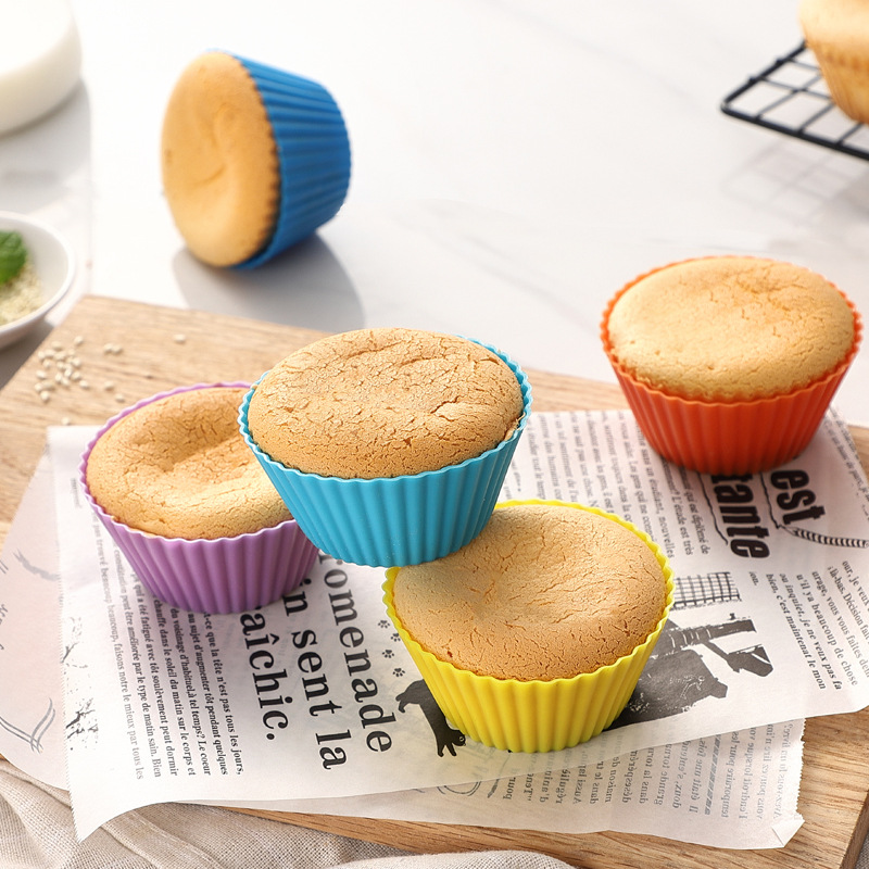 Pirottini per muffin rotondi in silicone colorati da 7 cm resistenti alle alte temperature, strumenti per la cottura fai da te di torte_voghion.com