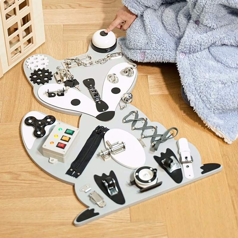 モンテッソーリ赤ちゃん子供忙しいボードdiyおもちゃ蒙氏早教2木製解錠多機能1|undefined