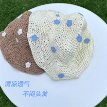 甜美可爱蓝色小花草帽大檐女遮阳夏天海边沙滩防晒小清新渔夫帽潮