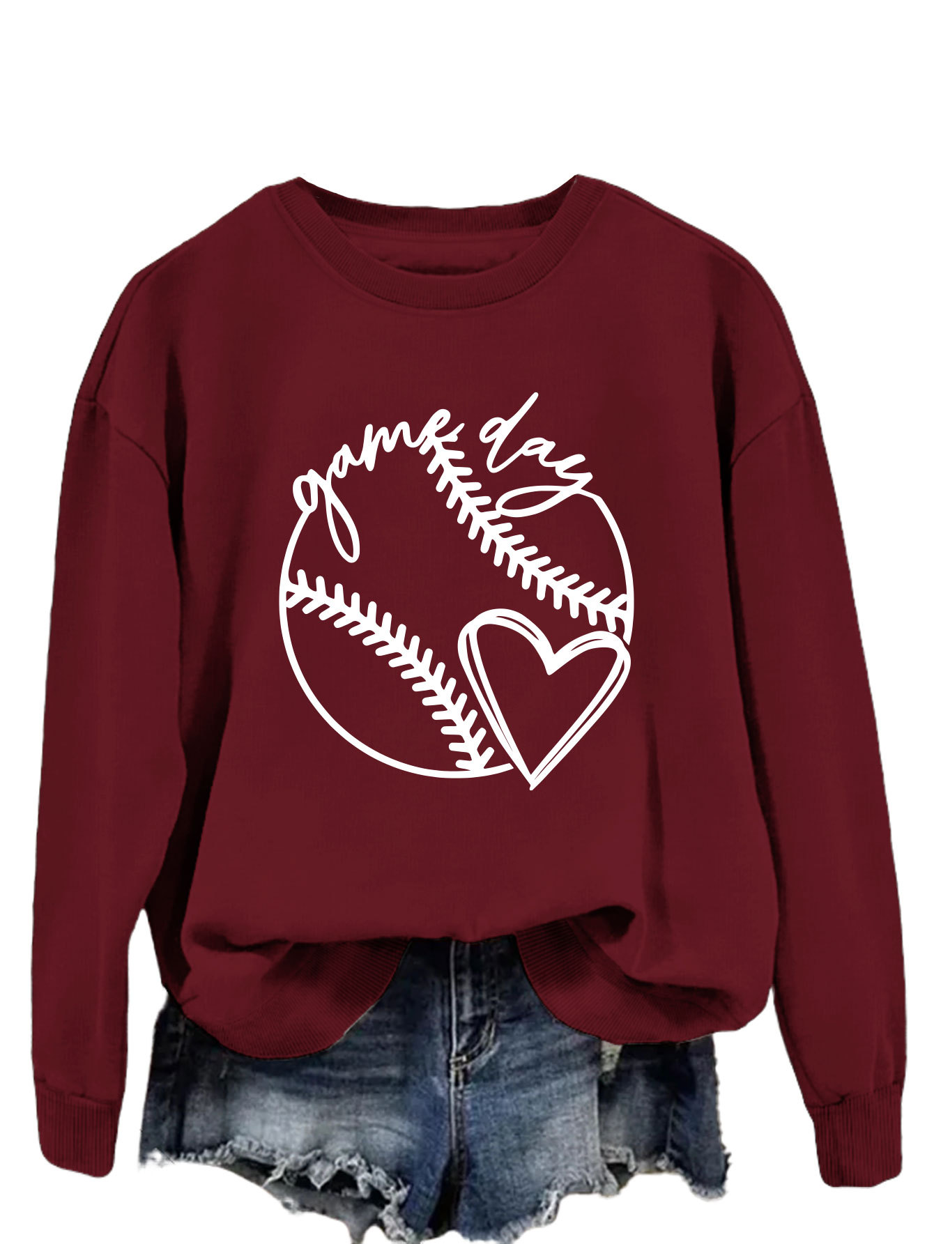Burgundy sweatshirt (white font)