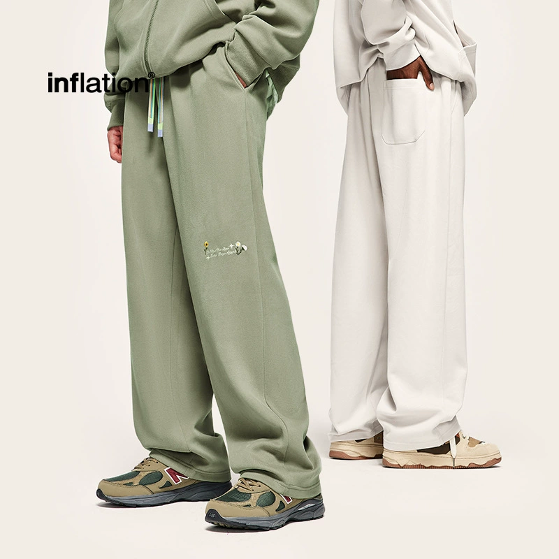 INF Мужская одежда | 320g шлифовальная вышивка широкие брюки 2024 осень и зима высокая улица радуга шнурок брюки