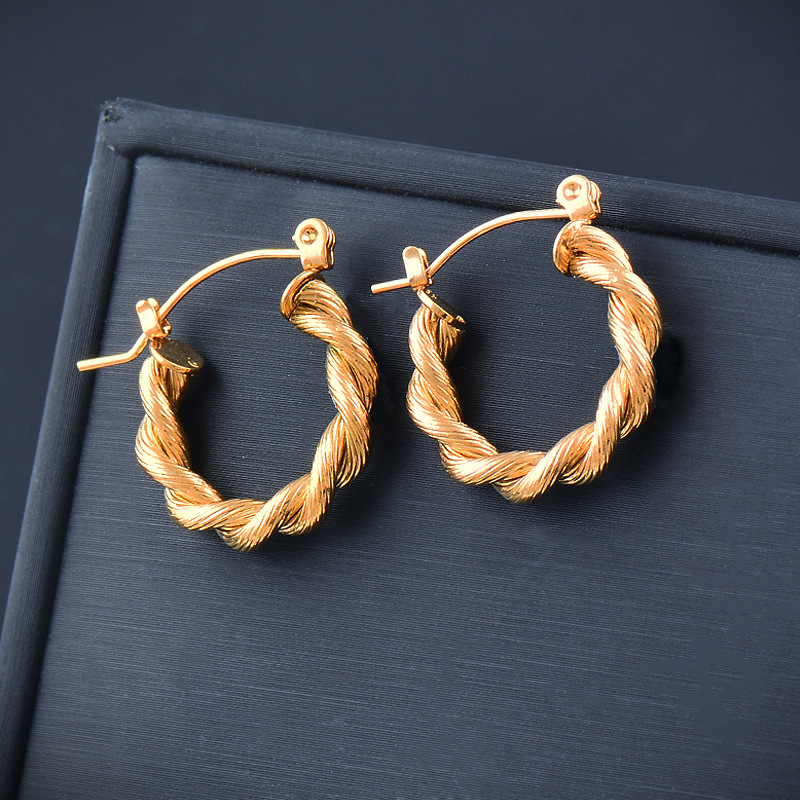 Simple Style Geometric Titanium Steel Gold Plated Earrings 1 Pair