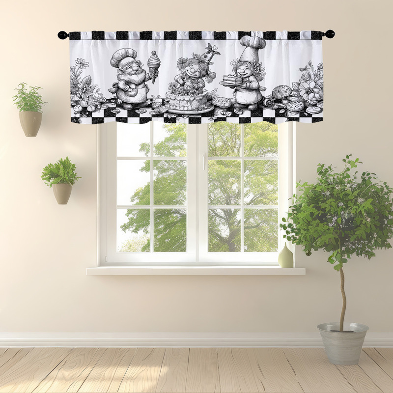 No-Drill Half Curtain Short Curtain Kitchen Half Curtain Bay Window Sheer Curtain Blackout Balcony Half Blackout Curtain Light-Transmitting Small Curtain