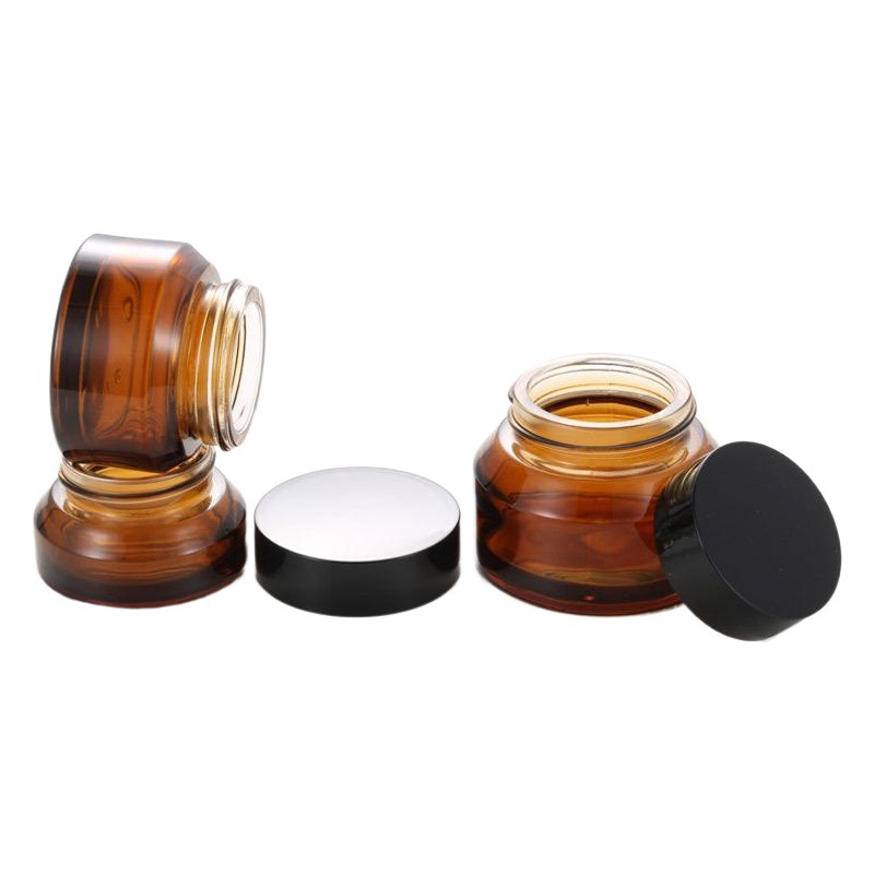 En stock 15g/30g/50G botella de crema de ojos marrón oblicuo hombro cosmético frasco de vidrio crema botella de crema
