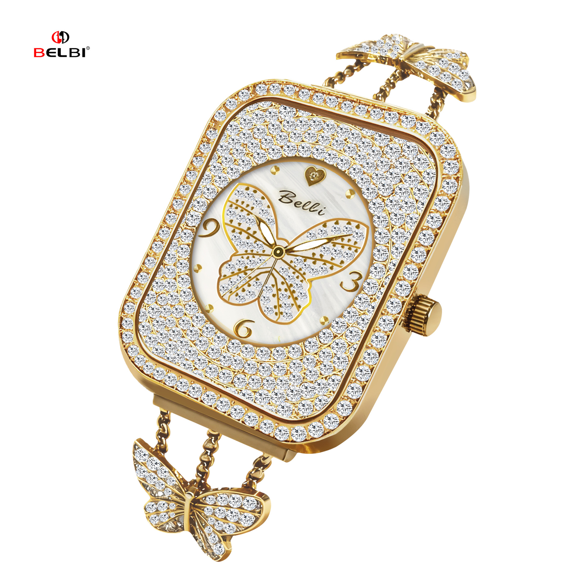 Belbi Watch European and American Fashion Trend Diamond-Encrusted Jewelry Chain Quartz Watch Full Diamond Waterproof Watch Manufacturer Wholesale