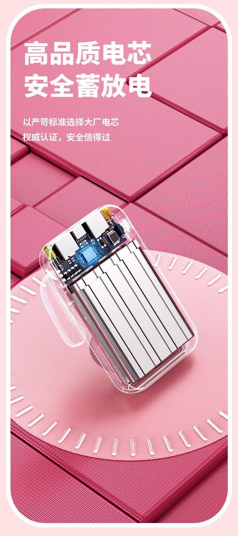 Powerbank großer Kapazität Schnellladen 20000mAh mit integriertem Kabel kompakt tragbar mobile Stromquelle Geschenkdruck mit Logo