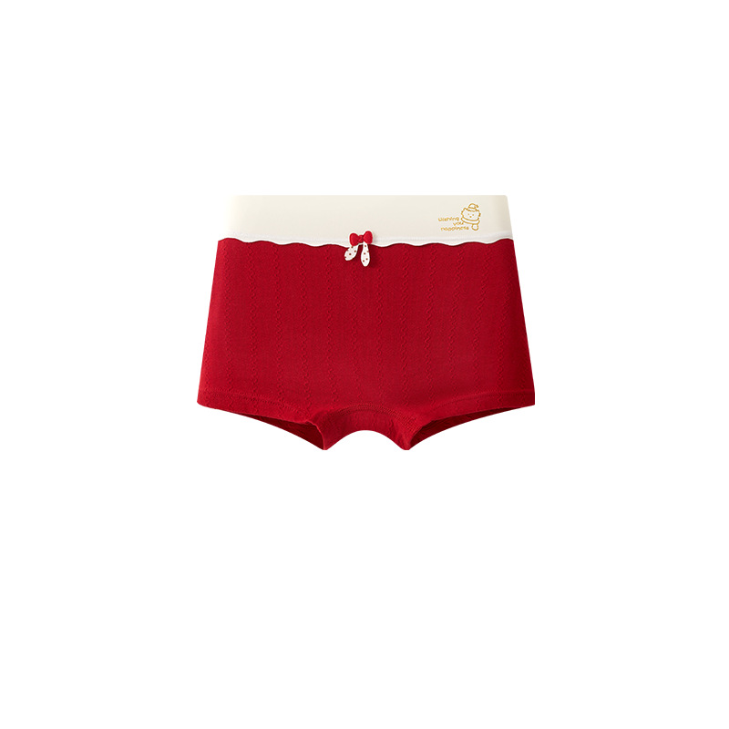 Pantalones interiores de niñas algodón de clase A niñas pantalones rojos 10A antibacterianos años de desarrollo
