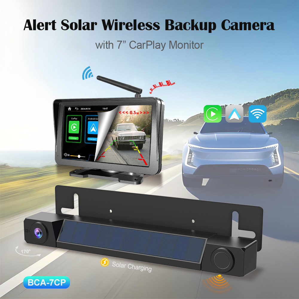 7inch Carplay car display solar-powered reversing camera