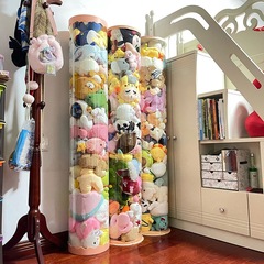 人形収納バレルぬいぐるみ収納透明プラスチック円筒バレル人形収納ボックス