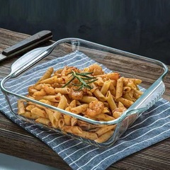 耐熱ガラスベーキングトレイ透明電子レンジ家庭用焼き飯ベーキングプレート正方形蒸し魚プレートディッシュプレートディナープレート