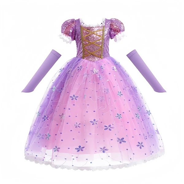 Purple small princess costume, sleeves, puff sleeves