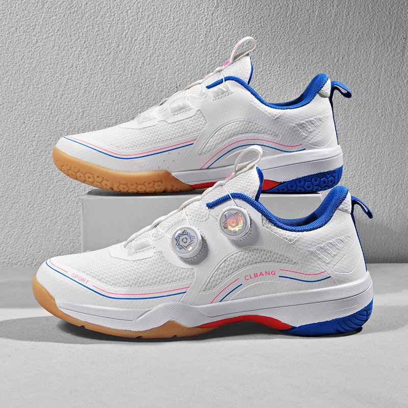 Nuevos zapatos transfronterizos de bádminton de botón giratorio zapatos de entrenamiento de tenis al aire libre para hombres y mujeres suela de goma