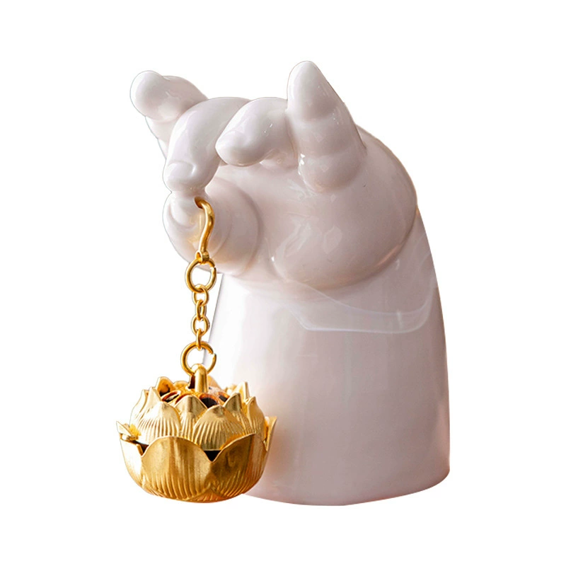 Creative bergamot lotus ceramic incense burner Xiangyun agarwood sandalwood purifies the air bedroom long-lasting fragrance hanging stove incense tray