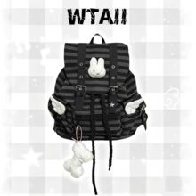 【WTAII】会飞小翅膀!大容量条纹Y2K甜酷韩系兔双肩背包书包