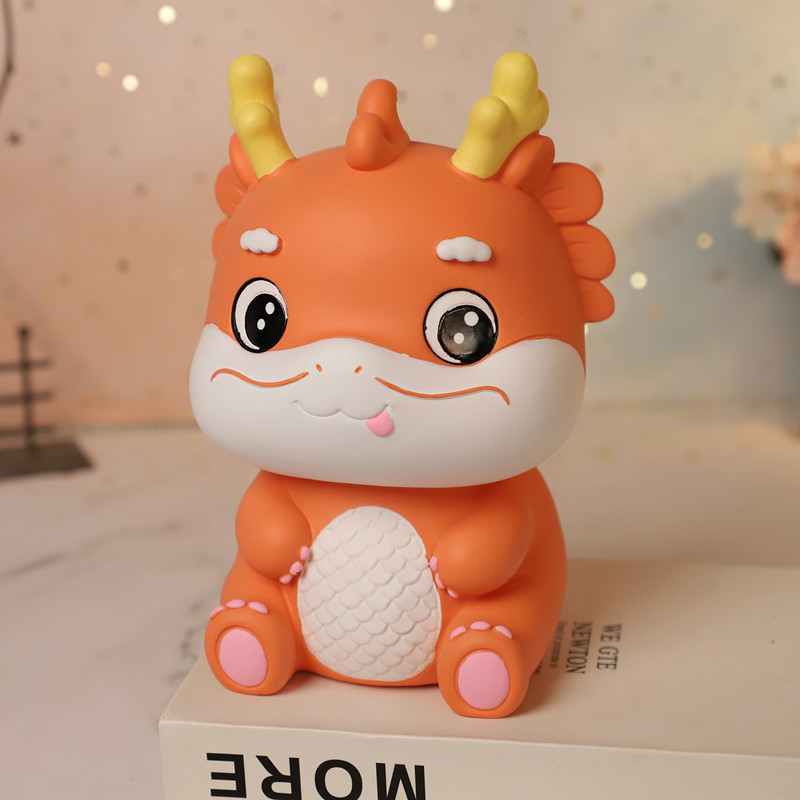 Dibujos animados lindo mascota dragón año Piggy Bank resistente a la caída resistente a los golpes Caja de Ahorro regalo decoración de escritorio muñeca