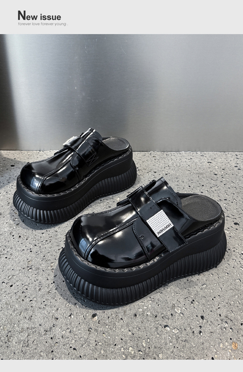 Dikke zolen sandalen dames in de zomer van 2024, nieuwe stijl met sponscake dragen buiten halve teen voor het vergroten_voghion.com