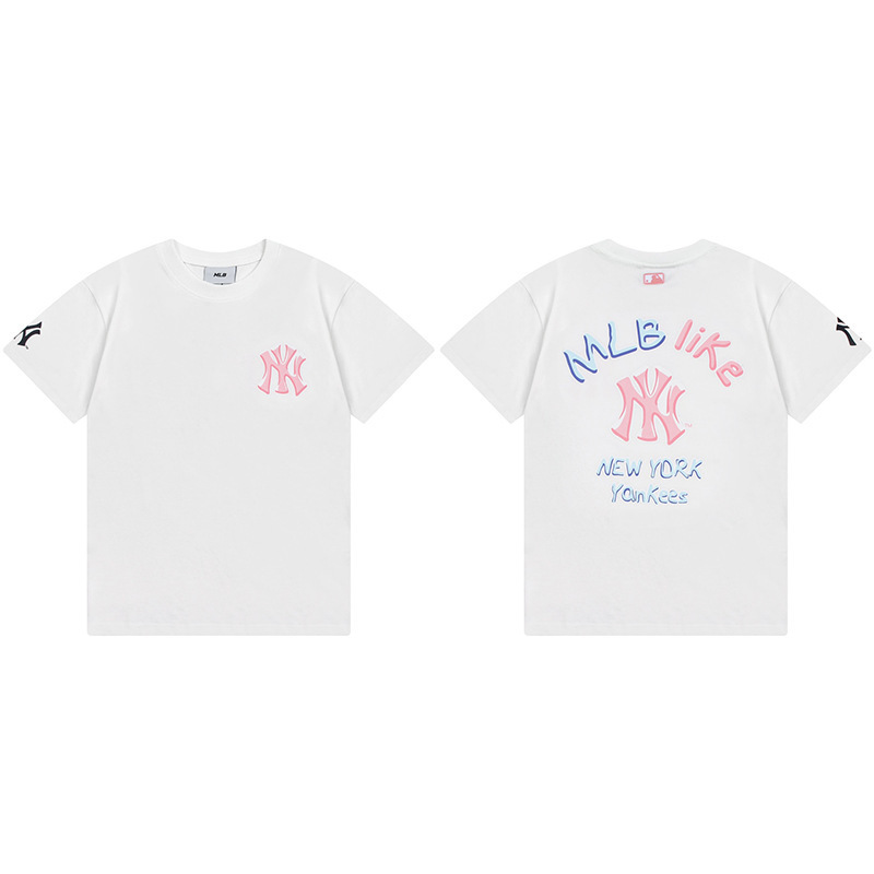 韓国新作MLBバックロゴ大プリントNY半袖Tシャツ男女兼用刺繍カジュアル半袖|undefined
