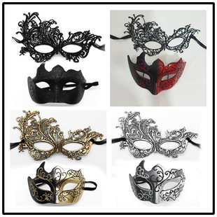 Hot Selling Party Bar Masquerade Men's Painted Half Face Mask Thickened Phoenix Lace Eye Mask Set