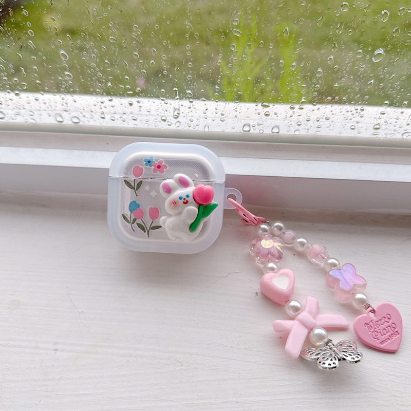 立体花朵兔子 适用苹果蓝牙airpods pro保护套airpods4代耳机壳|undefined