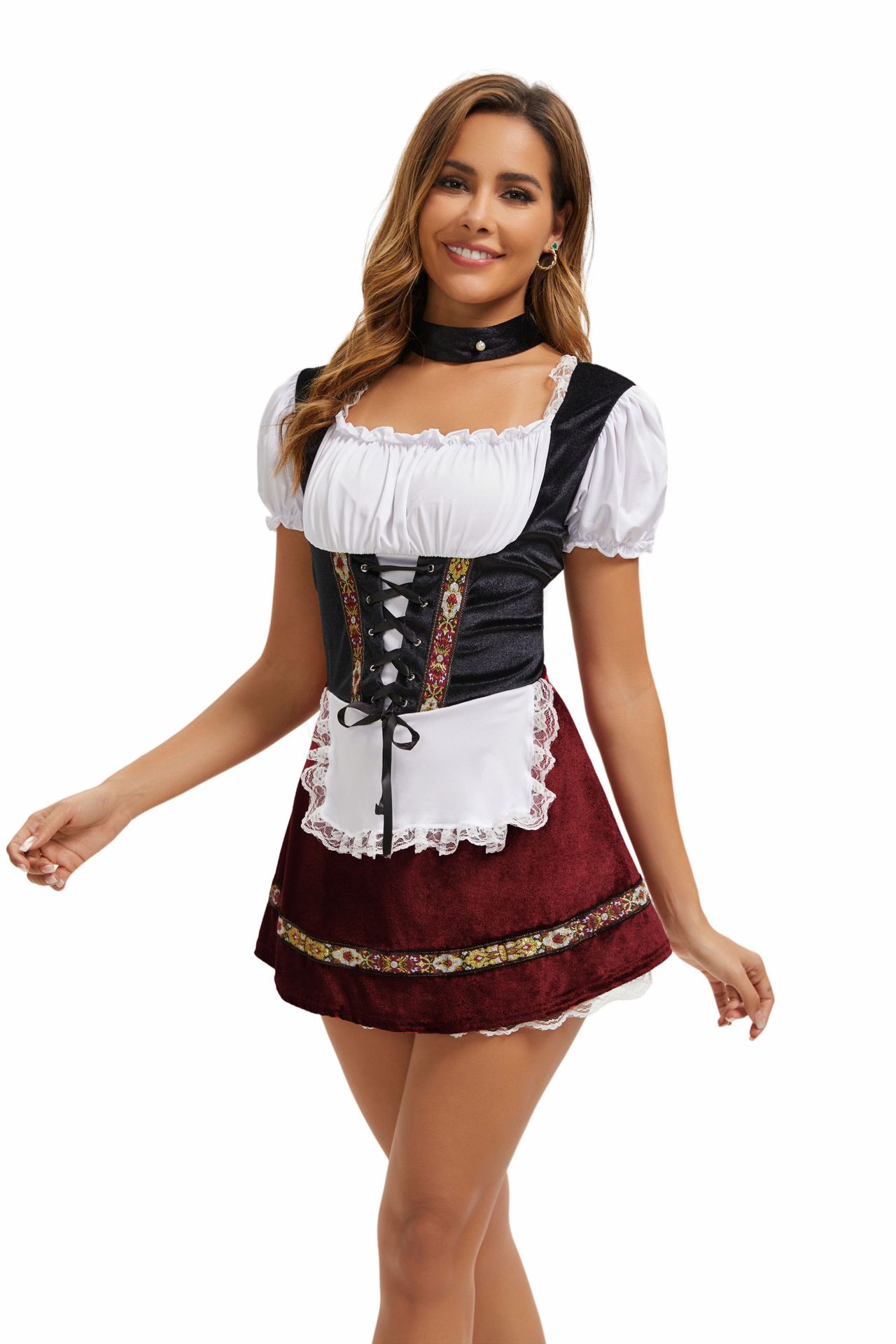 Deutsches Münchner Oktoberfestkostüm, bayerisches Dienstmädchenkleid, Bühnenkostüm_voghion.com