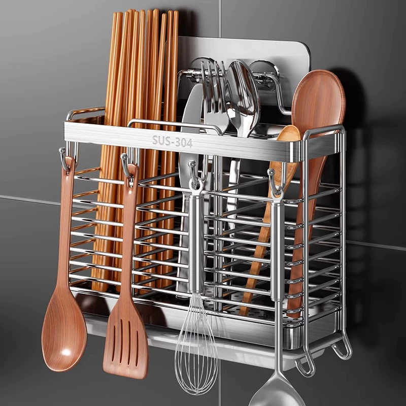 Немецкая коробка для хранения палочек для еды из нержавеющей стали, кухонная клетка для палочек для еды, настенная клетка для палочек для еды, бытовая стойка для хранения палочек для еды, бочки для ложек