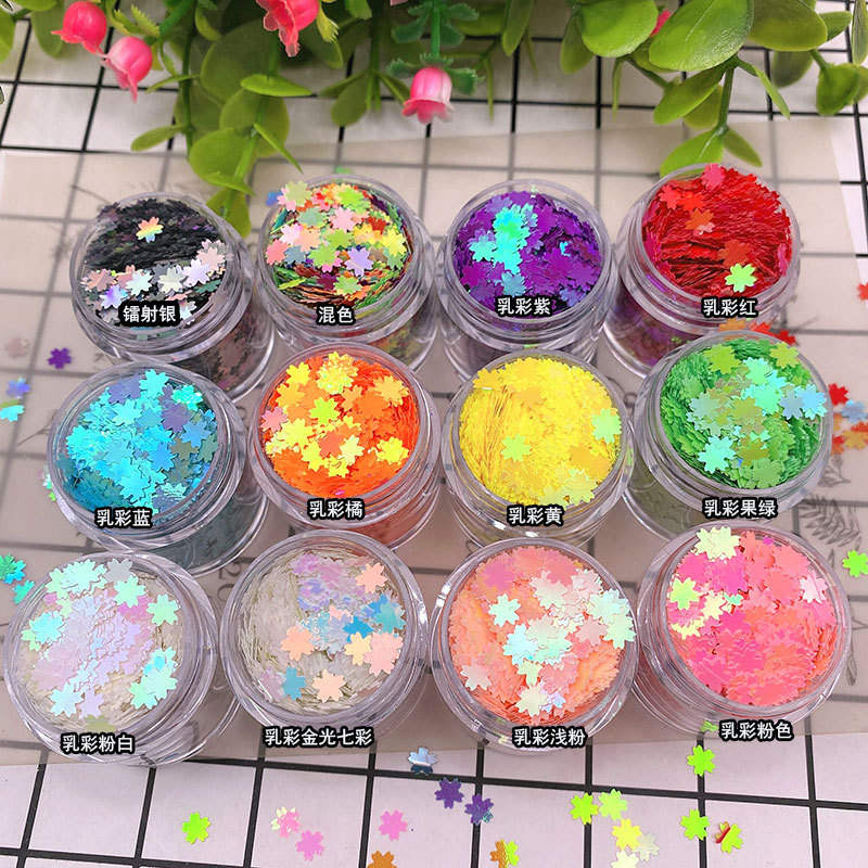 5mm milky cherry blossom glitter laser silver petal glitter nail art sparkle handmade DIY drip resin material