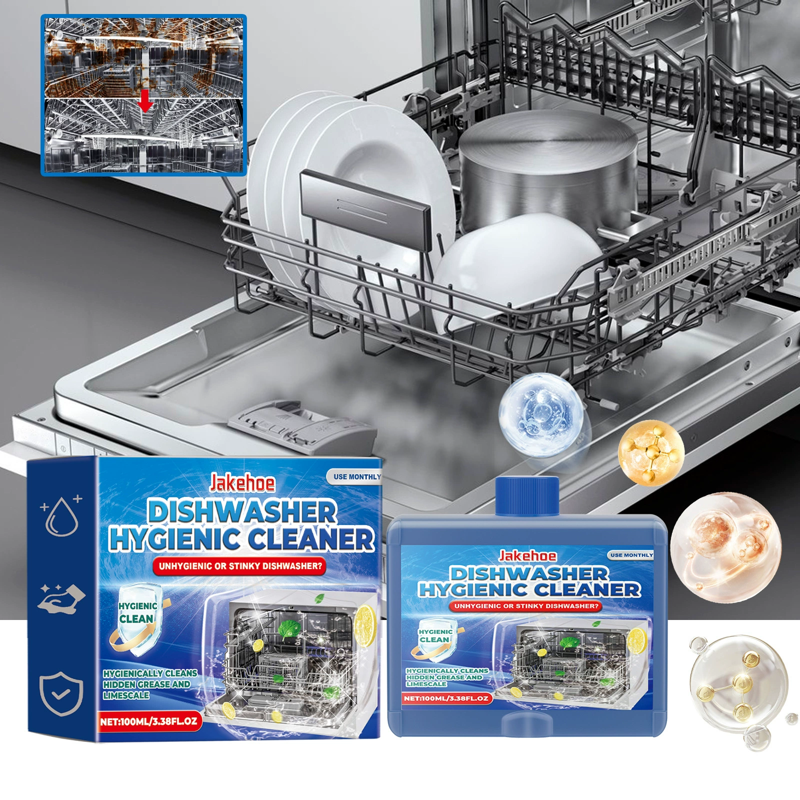JAKEHOE Посудомоечная машина Очищение для мытья посуды Домашние небольшие посудомоечные машины