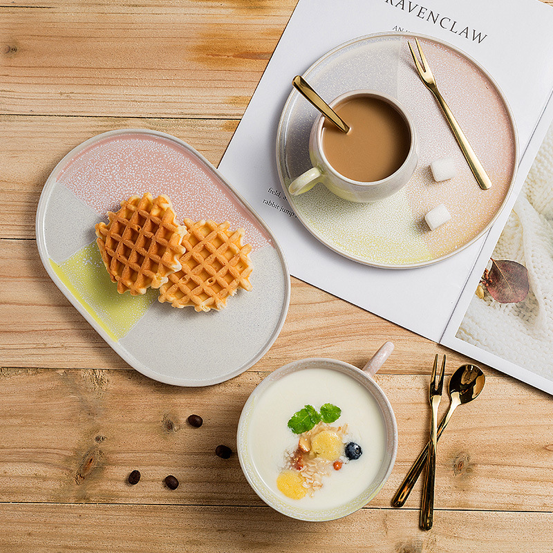 Chengyun taza de café y platillo traje Taza de cerámica mano regalo taza de agua oficina tarde ceremonia del té pequeño regalo