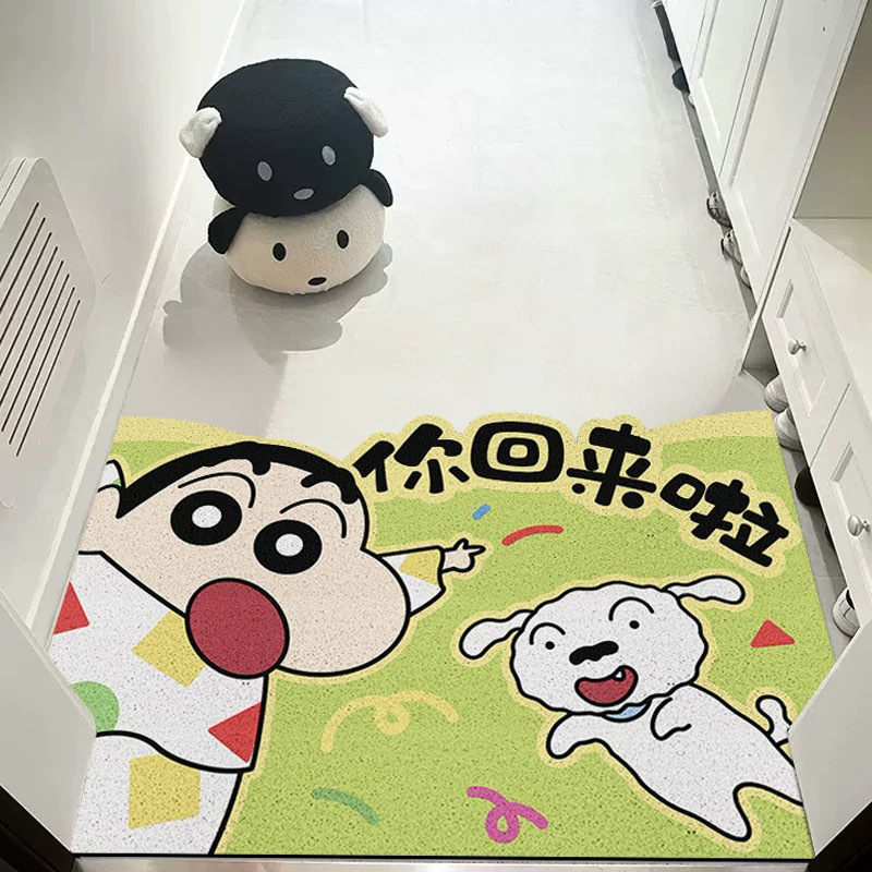 蜡笔小新入户地垫你回来啦进门门口玄关家用脚垫可裁剪丝圈地垫|undefined