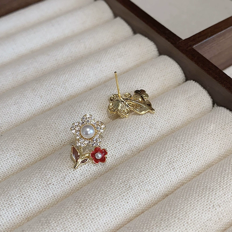 Серебряные серьги с цирконом, модные клипсы для уха, цветочный мотив, микроинкрустация, стиль высокого качества, без проколов
