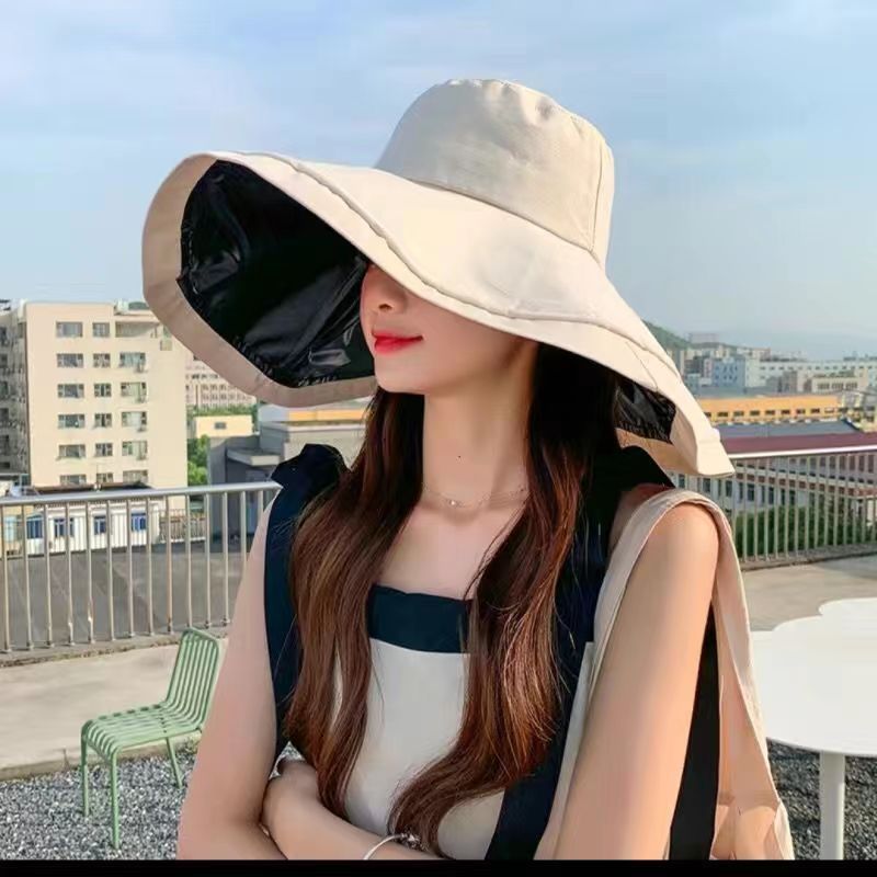 Dlouhý černý gumový rybářský klobouk s krytem obličeje a ochranou proti slunci pro ženy, letní klobouk s UV ochranou, skládací sluneční klobouk_voghion.com