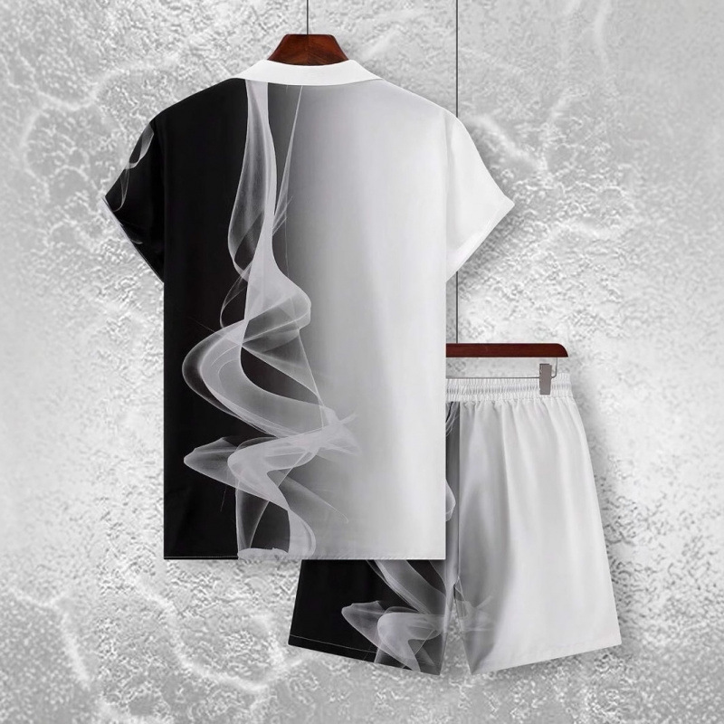 Cross-border Xyin Hot Sale Summer Hawaiian Vacation Shorts Shirt Personalidad Gradiente Impresión 3D