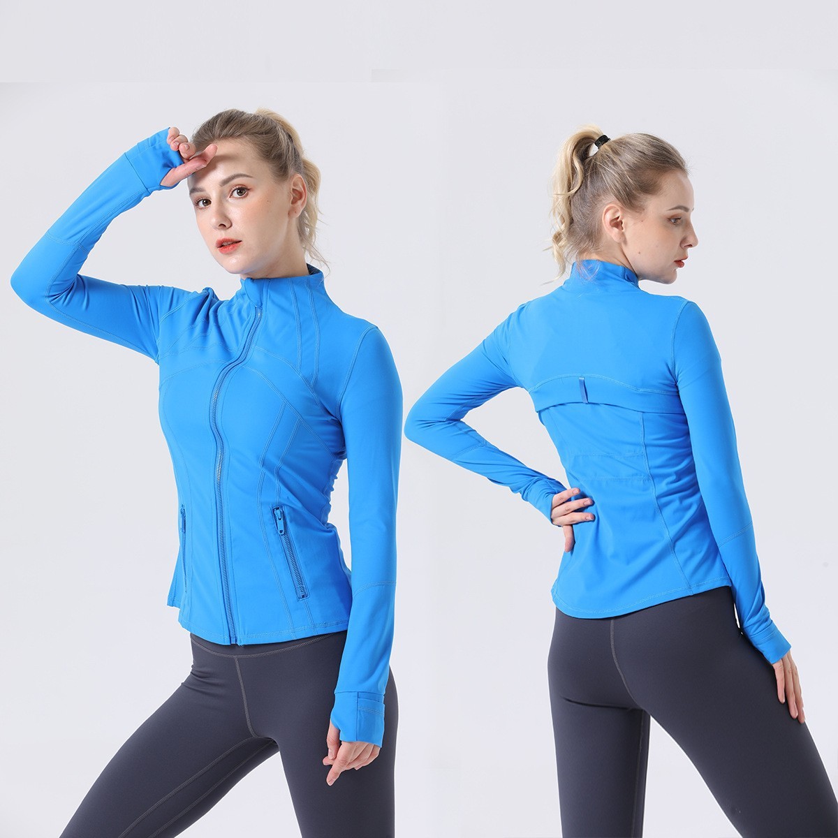 Lightning blue stand-up jacket