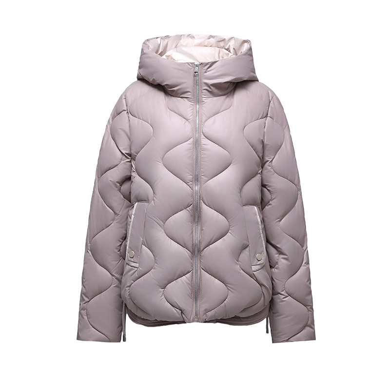 Algodón corto para mujeres 2024 nuevo estilo brillante estilo exterior delgado y ligero algodón encapuchado chaqueta de algodón para mujeres image 5