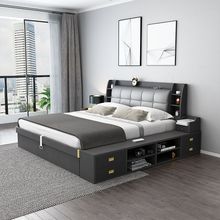 气动高箱储物床1.8米1.2m1.5主卧小户型收纳板式现代简约双人床