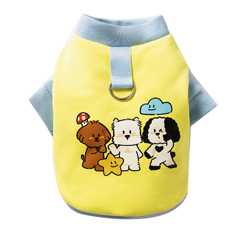 狗狗衣服卡通小狗可牵引秋冬季薄款卫衣中小型犬泰迪比熊宠物衣服|undefined
