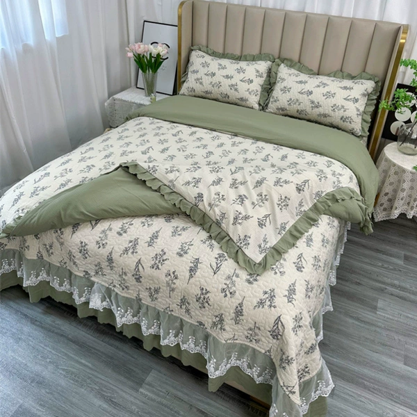 Very soft little zhu cotton A flower forest-green